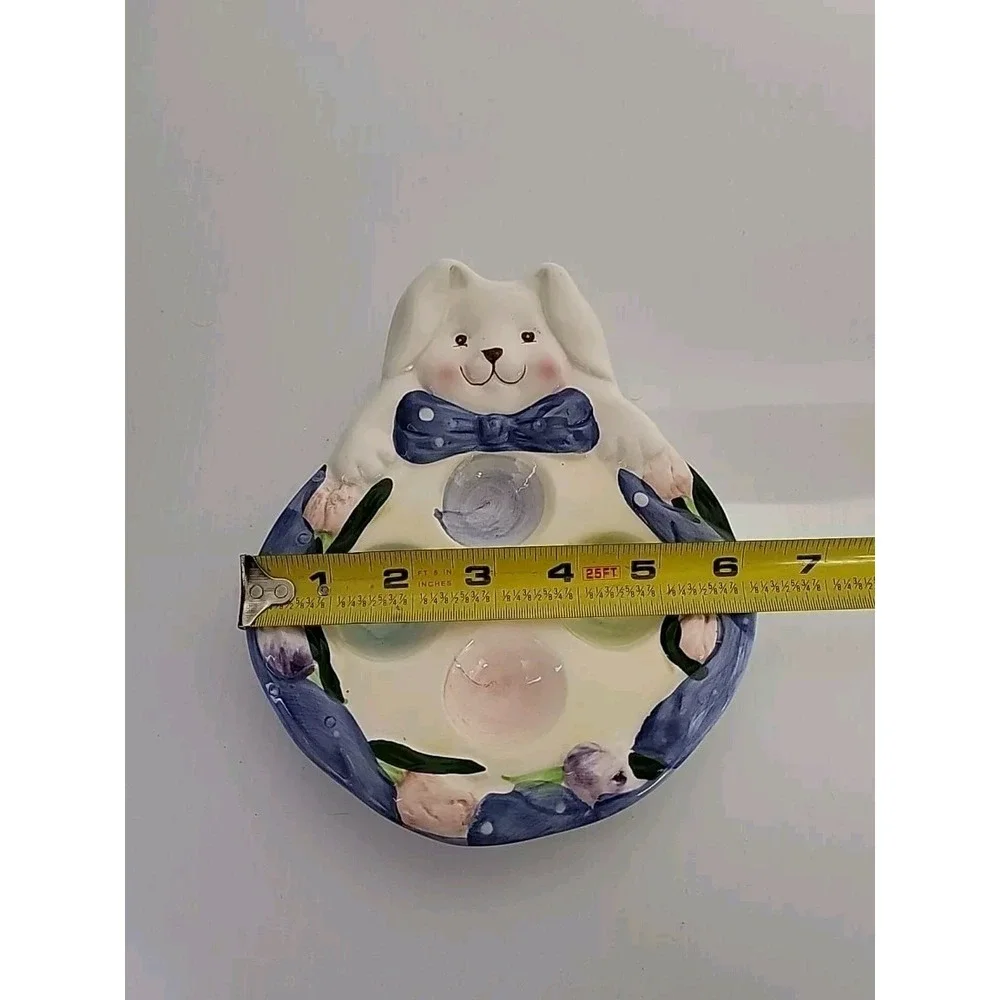 Vtg Hand-Painted Easter Bunny Ceramic Deviled Egg Holder Rabbit Candy‎ Dish 539